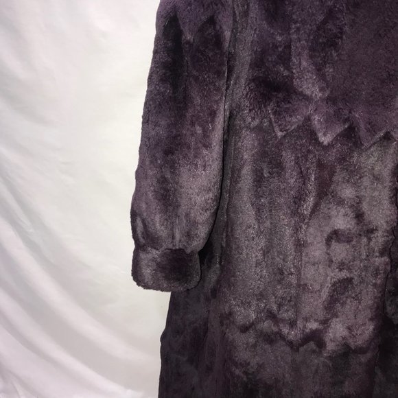 POLO NORTE DEEP PURPLE FULL LENGTH RABBIT FUR COAT - Picture 6 of 14